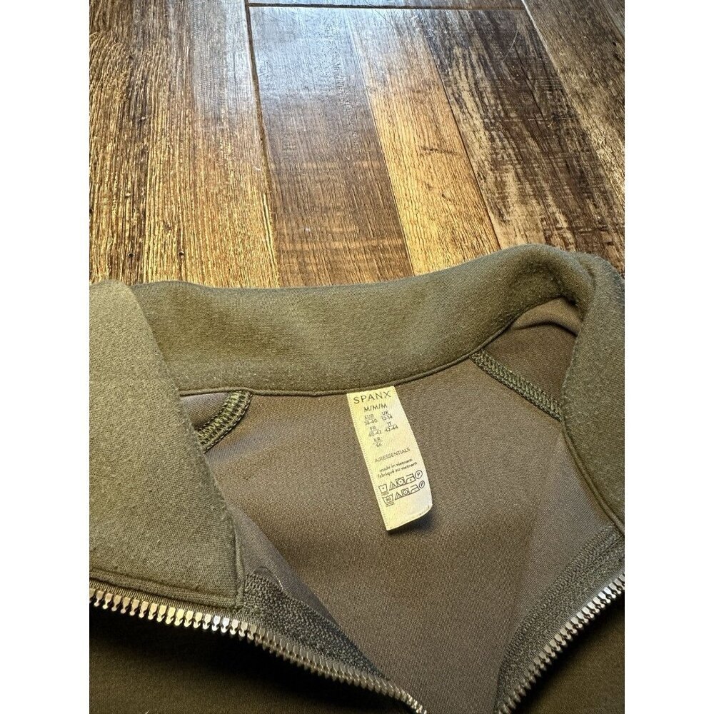 Spanx AirEssentials Half Zip Sweatshirt Dark Palm Green Size Medium - Picture 2 of 5